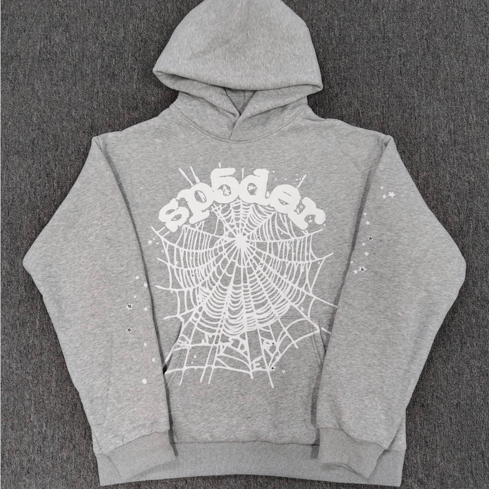 Gray Spider Web Graphic Hoodie